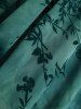 Plus Size Butterfly Flowers Leaf Flocking Ruched Lace Up Surplice Asymmetrical Tank Top -  