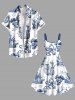 Skull Pirate Octopus Sailboat Cruise Shell Print Plus Size Matching Dress and Shirt Beach Outfit For Couples -  