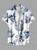 Skull Pirate Octopus Sailboat Cruise Shell Print Plus Size Matching Dress and Shirt Beach Outfit For Couples -  