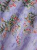 Plus Size Rose Flower Leaf Print Ruffles Cold Shoulder Cottagecore Dress -  