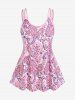 Maillot de Bain Tankini à Imprimé Cachemire avec Short de Grande Taille - Rose clair 2X | US 18-20