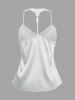 Plus Size Flower Lace Trim Solid Crochet Strappy Slip Pajama Top -  