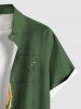 Plus Size Cactus Hat Boots Print Hawaii Button Pocket Shirt For Men -  