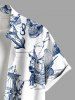 Chemise Formelle Crâne Pirate et Coquille Imprimés avec Poche de Grande Taille en Lin pour Homme - Blanc M