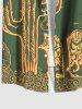 Plus Size Cactus Hat Boots Print Hawaii Button Pocket Shirt For Men -  