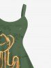 Robe Débardeur Cactus Imprimé Ligne A de Grande Taille - Vert XXS