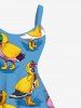 Plus Size Cute Duck Cape Print Hawaii A Line Tank Dress - Bleu Ciel 1X