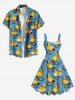 Plus Size Cute Duck Cape Print Hawaii A Line Tank Dress - Bleu Ciel 1X