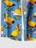 Plus Size Cute Duck Cape Print Hawaii Button Pocket Shirt For Men -  