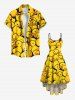 Plus Size Cute Duck Print Hawaii High Low Asymmetric Cami Dress -  