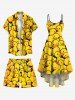 Plus Size Cute Duck Print Hawaii High Low Asymmetric Cami Dress -  