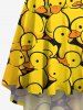 Plus Size Cute Duck Print Hawaii High Low Asymmetric Cami Dress -  