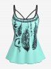 Plus Size Dreamcatcher Print Modest Tankini Swimsuit -  