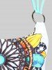 Plus Size Feather Print Crisscross Strappy Back Rings Boyshorts Tankini Swimsuit -  