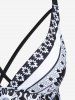 Plus Size Tribal Geo Print Crisscross Padded Boyshorts Tankini Swimsuit -  
