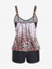 Plus Size Leopard Double Up Padded Boyleg Blouson Tankini Swimsuit -  
