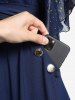 Plus Size Stars Print Buckle Button Pockets Ruched Butterfly Sleeves Dress -  