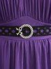Plus Size Bell Sleeves Ruched Braided Buckle Belted A Line Renaissance Midi Dress -  