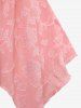 Débardeur Asymétrique Croisé Fleur en Jacquard Grande Taille à Lacets à Volants - Rose clair 2X | US 18-20