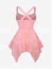 Débardeur Asymétrique Croisé Fleur en Jacquard Grande Taille à Lacets à Volants - Rose clair 2X | US 18-20