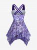 Plus Size Mermaid Print Lace Up Ruched Lattice Crisscross Straps Boyleg Tankini Swimsuit -  