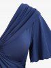 Plus Size Crisscross Twist Panel Ruched Buckle Waist Ruffles Pocket Dress -  