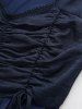 Plus Size Romantic Vintage Flutter Sleeve Ruched Waist Flowy A Line Midi Dress with Pockets -  