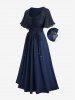Plus Size Glitter Line Insert Cinched Ruched Pockets A Line Midi Dress -  