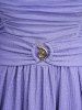 Plus Size Ruched Buckle Butterfly Sleeves Plisse Dress -  