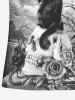 Plus Size Cat Wing Rose Flower Skull Cloud Sky Print Zipper Polo Shirt For Men -  