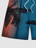 Plus Size Coconut Tree Ombre Print Hawaii Drawstring Beach Shorts For Men -  