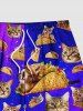 Plus Size Cat Burritos Ombre Galaxy Print Hawaii Drawstring Beach Shorts For Men -  