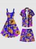Plus Size Cat Burritos Ombre Galaxy Print Hawaii Drawstring Beach Shorts For Men -  