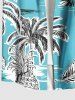Plus Size Coconut Tree Sea Tropical Leaves Print Hawaii Button Pocket Shirt For Men -  
