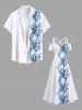 Plus Size Floral Leaves Branch Print Hawaii Cold Shoulder Crisscross A Line Maxi Dress -  