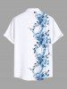 Plus Size Floral Leaves Branch Print Hawaii Button Pocket Shirt For Men -  