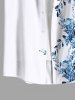 Plus Size Floral Leaves Branch Print Hawaii Button Pocket Shirt For Men -  