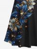 Maxi Robe Ligne A Croisée Etoile Galaxie Fleurie à Epaule Dénudée de Grande Taille à Paillettes - Noir 5X