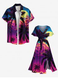 Short de Plage Grande Taille Imprimé Nuage et Soleil en Dégradé de Couleurs pour Couples - Pourpre  