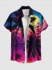 Short de Plage Grande Taille Imprimé Nuage et Soleil en Dégradé de Couleurs pour Couples - Pourpre  