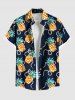 Tenue de Plage Longue Assorti avec Imprimé Ananas et Perles Grande-Taille pour Couples - Bleu profond 