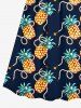 Tenue de Plage Longue Assorti avec Imprimé Ananas et Perles Grande-Taille pour Couples - Bleu profond 