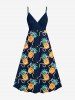 Tenue de Plage Longue Assorti avec Imprimé Ananas et Perles Grande-Taille pour Couples - Bleu profond 