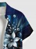 Robe Chemise 3D Fleur Vortex Imprimé de Grande Taille pour Couples - Bleu 