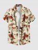 Horse Rider Print Plus Size Western Cowboy Style Matching Hawaii Beach Outfit For Couples -  