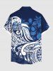 Tenue de plage hawaïenne assortie grande taille à imprimé floral et courbes pour couples - Bleu 