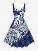 Tenue de plage hawaïenne assortie grande taille à imprimé floral et courbes pour couples - Bleu 
