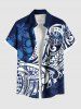 Tenue de plage hawaïenne assortie grande taille à imprimé floral et courbes pour couples - Bleu 