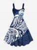 Tenue de plage hawaïenne assortie grande taille à imprimé floral et courbes pour couples - Bleu 
