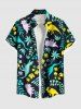Dinosaur Flower Leaf Branch Print Plus Size Matching Hawaii Beach Outfit For Couples -  